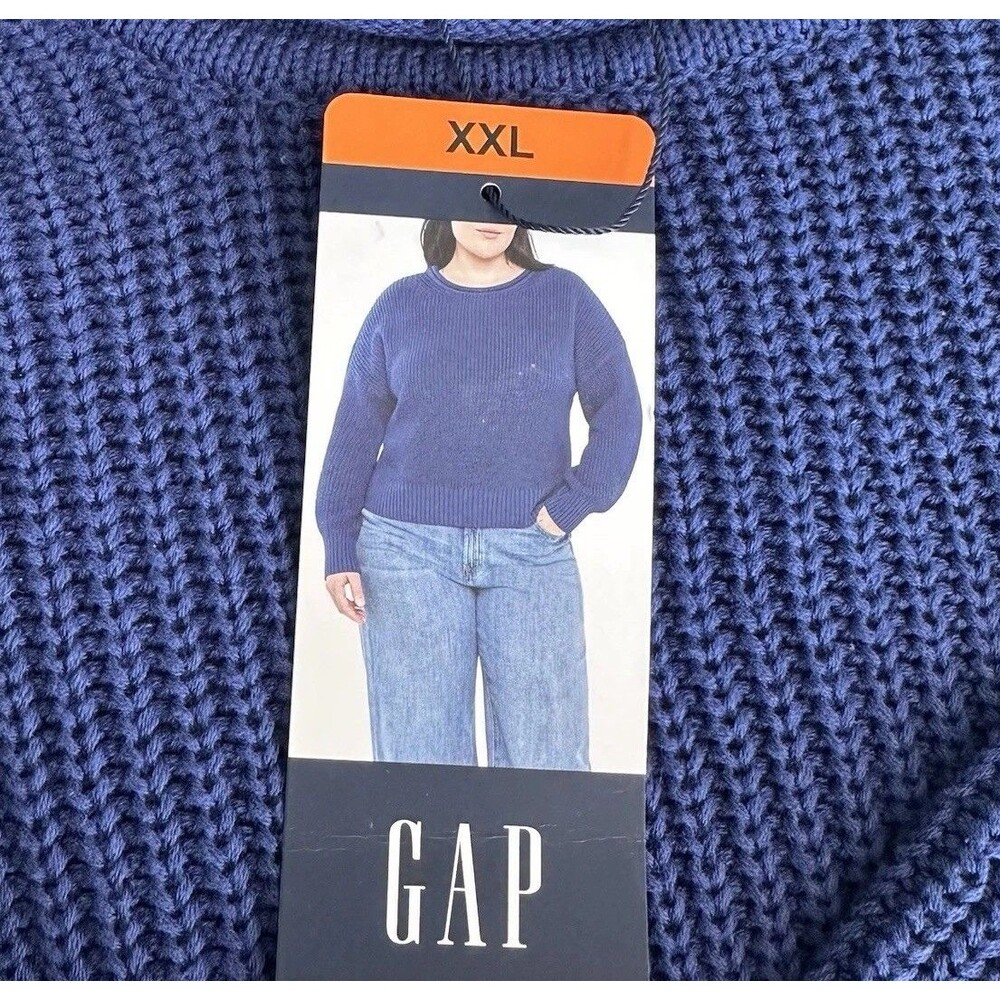 Gap Women's 100% Cotton Sweater - Blue - XXL - Roll Neck